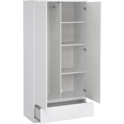 Florence 2 Door Single Drawer White High Gloss Wardrobe - Size: 2 Door, Single Drawer - Furniture to Go - Wilko - thumbnail 5