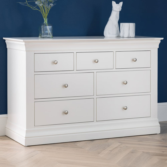 Julian Bowen Clermont 7 Drawer Surf White Chest of Drawers - Wilko - image 1