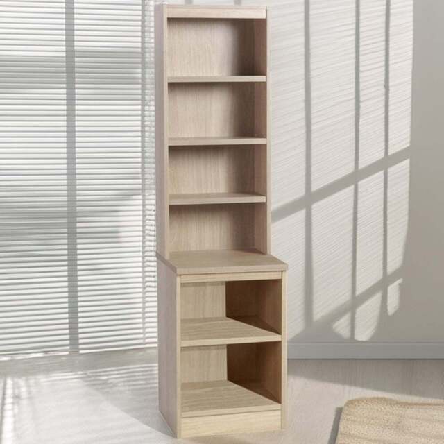 R White Cabinets 6 Shelf Brown Desk Height Bookcase with Hutch - Size: 182.8 x 47.9 x 54cm - Wilko - image 1
