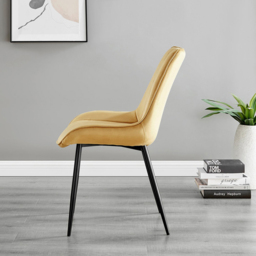 Furniturebox Arona Cesano 4 Seater Round Dining Set Mustard and Black - Yellow - Wilko - thumbnail 5