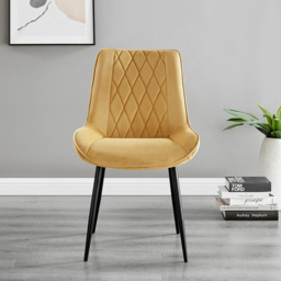 Furniturebox Arona Cesano 4 Seater Round Dining Set Mustard and Black - Yellow - Wilko - thumbnail 4