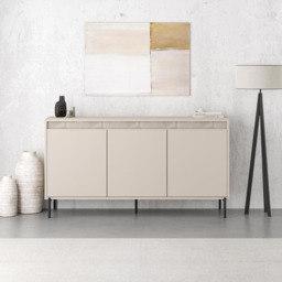 FWStyle Mott 3 Door Sandstone Large Sideboard - Size: 80 x 150 x 40cm - Cream - Wilko - thumbnail 7