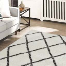 Homemaker Monochrome Snug Diamond Shaggy Rug 80 x 150cm - Wilko - thumbnail 3