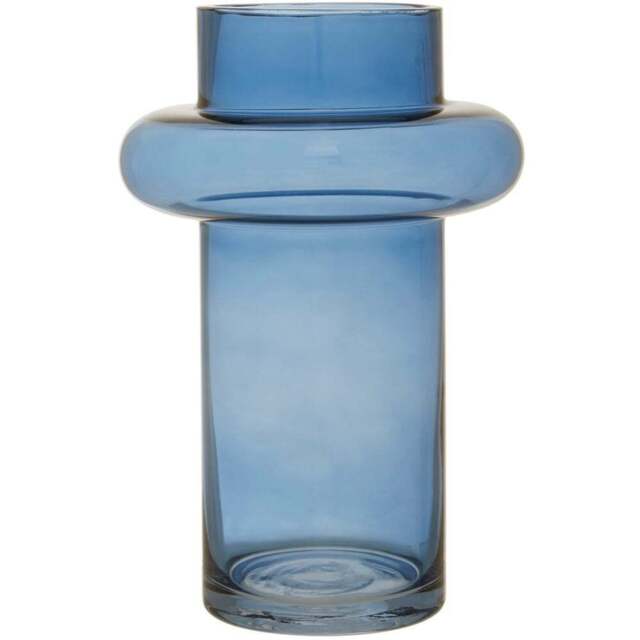 Premier Housewares Blue Cabrina Glass Vase - Size: 17 x 17 x 25cm - Wilko - image 1
