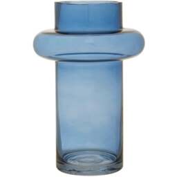 Premier Housewares Blue Cabrina Glass Vase - Size: 17 x 17 x 25cm - Wilko