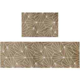 JVL Mega Brown Geo Latex Backed Door Mat and Runner Set - Size: 150 x 57 x 4cm - Wilko - thumbnail 1