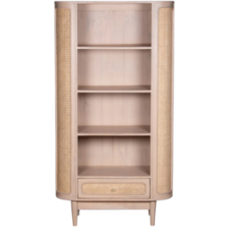 Brooklyn Single Drawer 4 Shelf Cane and Mango Wood Bookcase - Brown - Wilko - thumbnail 4