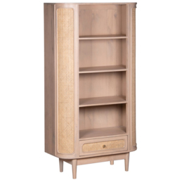 Brooklyn Single Drawer 4 Shelf Cane and Mango Wood Bookcase - Brown - Wilko - thumbnail 3