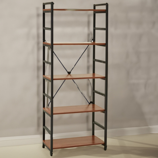Premier Housewares Laxton 5 Shelf Red Pomelo Bookshelf - Multi - Interiors by Premier - Wilko - image 1