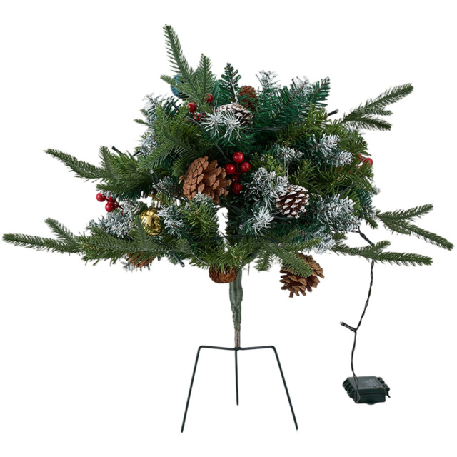 Living and Home Pre-Lit Christmas Planter Bush with Pinecones and Red Berries 58cm - Size: 58 x 61 x 61cm - Multi - Wilko - image 1