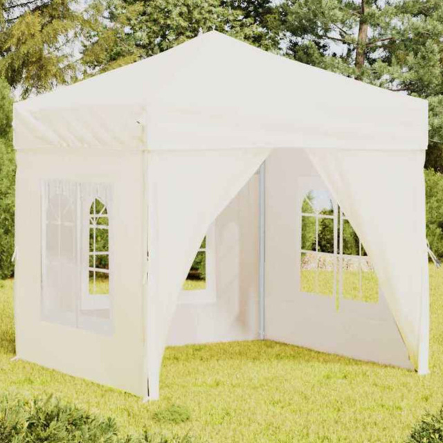 vidaXL 2 x 2m Cream Foldable Party Tent with Sidewalls - Wilko - image 1