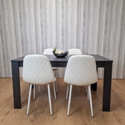 Kosy Koala 4 Seater Faux Leather Gem Pattern Dining Set Dark Grey and White - Multi - Portland - Wilko - thumbnail 5