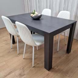 Kosy Koala 4 Seater Faux Leather Gem Pattern Dining Set Dark Grey and White - Multi - Portland - Wilko - thumbnail 1