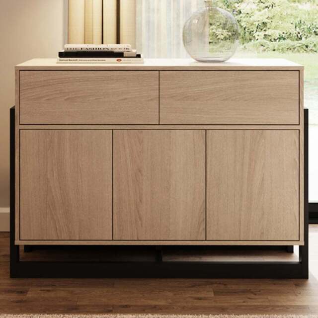 GFW Taite 3 Door 2 Drawer Oak Sideboard - Size: 78 x 105 x 42cm - Brown - Wilko - image 1