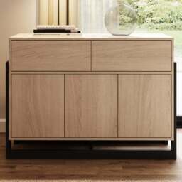 GFW Taite 3 Door 2 Drawer Oak Sideboard - Size: 78 x 105 x 42cm - Brown - Wilko