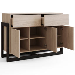 GFW Taite 3 Door 2 Drawer Oak Sideboard - Size: 78 x 105 x 42cm - Brown - Wilko - thumbnail 5