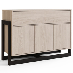 GFW Taite 3 Door 2 Drawer Oak Sideboard - Size: 78 x 105 x 42cm - Brown - Wilko - thumbnail 3