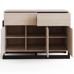 GFW Taite 3 Door 2 Drawer Oak Sideboard - Size: 78 x 105 x 42cm - Brown - Wilko - thumbnail 7