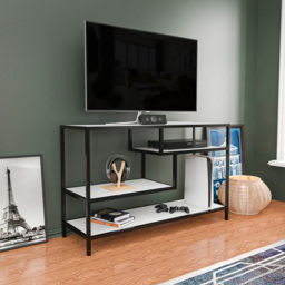 Decorotika Robins Industrial Black and White TV Stand - Size: 75 x 120 x 39cm - Multi - Wilko - thumbnail 4