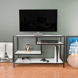 Decorotika Robins Industrial Black and White TV Stand - Size: 75 x 120 x 39cm - Multi - Wilko - thumbnail 7