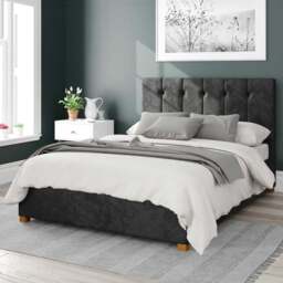 Aspire Hepburn Double Black Mirazzi Velvet Ottoman Bed - Aspire Beds - Wilko