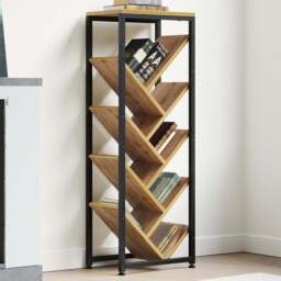 Living and Home 9 Shelf Black and Light Wood Freestanding Tree Bookcase - Natural - Wilko - thumbnail 1