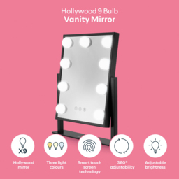 Carmen Hollywood 9 Bulb Black Metal Vanity Mirror 30 x 25cm - Size: 30 x 25 x 6cm - Wilko - thumbnail 7