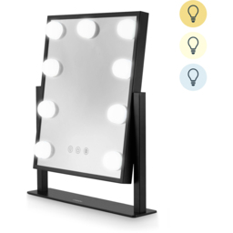 Carmen Hollywood 9 Bulb Black Metal Vanity Mirror 30 x 25cm - Size: 30 x 25 x 6cm - Wilko - thumbnail 3