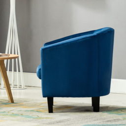 Blue Velvet Fabric Tub Arm Chair - Size: 72 x 68 x 66cm - MCC - Wilko - thumbnail 4