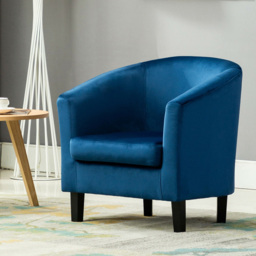 Blue Velvet Fabric Tub Arm Chair - Size: 72 x 68 x 66cm - MCC - Wilko - thumbnail 5