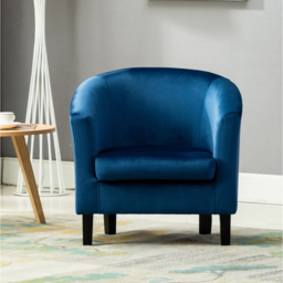 Blue Velvet Fabric Tub Arm Chair - Size: 72 x 68 x 66cm - MCC - Wilko - thumbnail 3