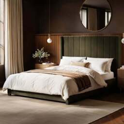 Flair Tiggy Double Khaki Velvet Ottoman Bed with Winged Headboard - Green - Wilko - thumbnail 1