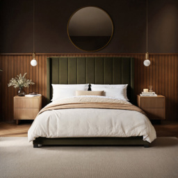 Flair Tiggy Double Khaki Velvet Ottoman Bed with Winged Headboard - Green - Wilko - thumbnail 5