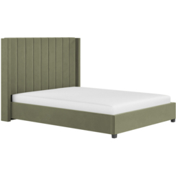 Flair Tiggy Double Khaki Velvet Ottoman Bed with Winged Headboard - Green - Wilko - thumbnail 3