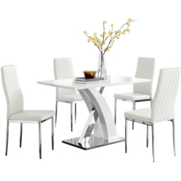 Furniturebox Columbia Valera 4 Seater Dining Set White Gloss and Chrome - Wilko - thumbnail 3
