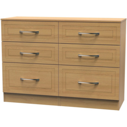 Crowndale Dorset 6 Drawer Modern Oak Wide Chest of Drawers Ready Assembled - Wood - Wilko - thumbnail 3