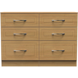 Crowndale Dorset 6 Drawer Modern Oak Wide Chest of Drawers Ready Assembled - Wood - Wilko - thumbnail 4