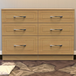 Crowndale Dorset 6 Drawer Modern Oak Wide Chest of Drawers Ready Assembled - Wood - Wilko - thumbnail 1
