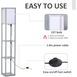 Portland 3 Shelf Grey Modern Floor Lamp - Size: 26 x 26 x 160cm - Wilko - thumbnail 6