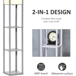 Portland 3 Shelf Grey Modern Floor Lamp - Size: 26 x 26 x 160cm - Wilko - thumbnail 5