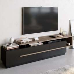 Decorotika Pia Black and Walnut TV Unit - Size: 46.4 x 180 x 18.26cm - Multi - Wilko