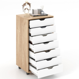 Costway 7 Drawer Natural Mobile File Cabinet - Size: 95 x 49 x 19cm - Cream - Wilko - thumbnail 4