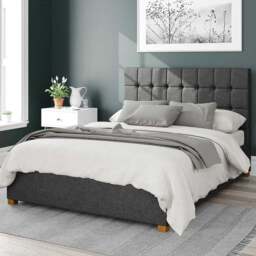 Aspire Sinatra Double Charcoal Saxon Twill Ottoman Bed - Grey - Aspire Beds - Wilko