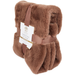 Rabbit Faux Fur Throw - Mocha/Medium - Divante - Wilko - thumbnail 3