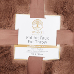 Rabbit Faux Fur Throw - Mocha/Medium - Divante - Wilko - thumbnail 7
