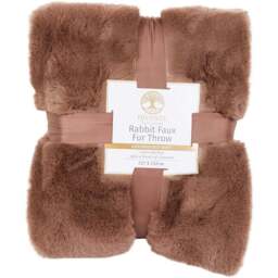 Rabbit Faux Fur Throw - Mocha/Medium - Divante - Wilko - thumbnail 1