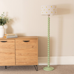 ValueLights Bobbins Lemon Embroidered Drum Shade Sage Green LED Floor Lamp - Wilko - thumbnail 4