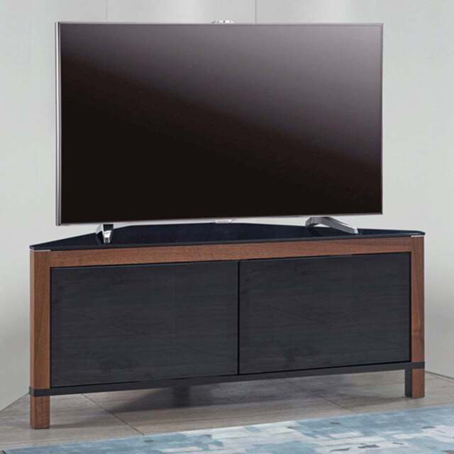 MDA Designs Volans 2 Door Black and Walnut TV Cabinet - Size: 45 x 110 x 45cm - Multi - Wilko - image 1