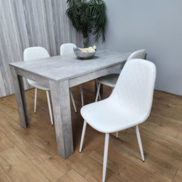Kosy Koala 4 Seater Faux Leather Rectangular Dining Set Stone Grey Effect and White - Multi - Portland - Wilko - thumbnail 6