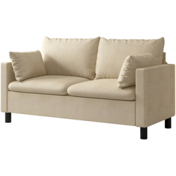 Laura 2 Seater Beige Linen Plush Padded Sofa - MCC - Wilko - thumbnail 3